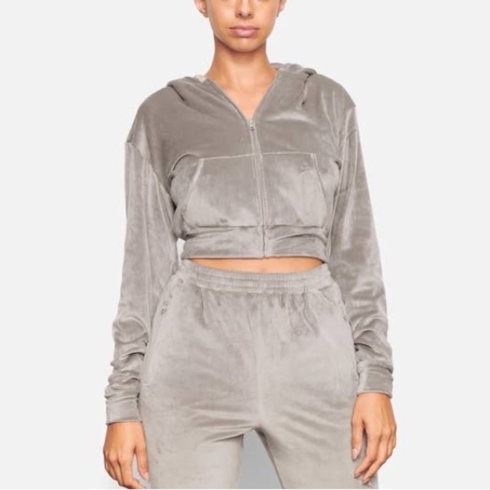 Skims velour crop hoodie size M - wore a handful of times & looks great!